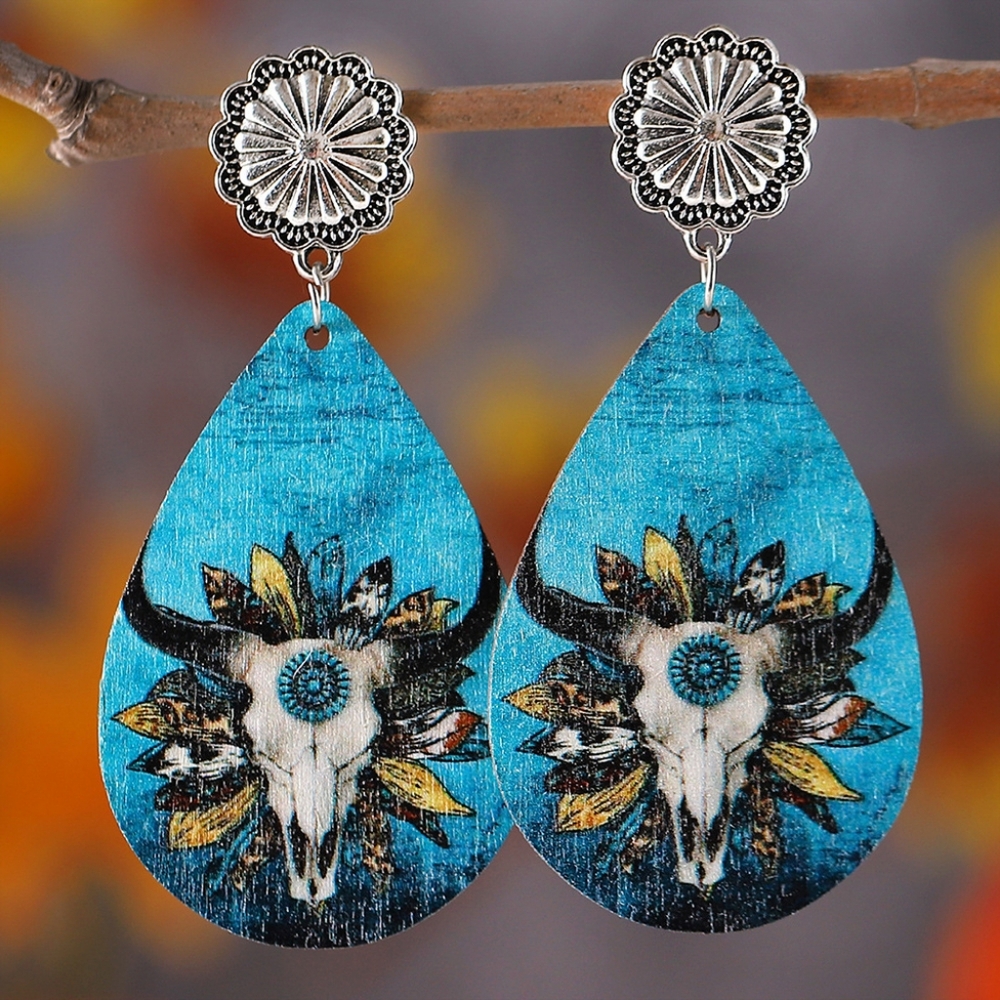 Cowskull Native American wooden Earrings
